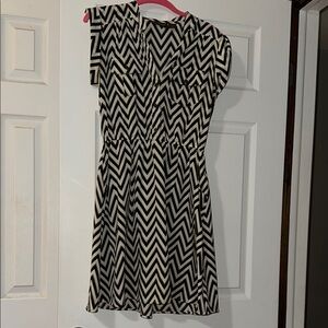 Speed Control Black and White One Shoulder Flutter Sleeve Top